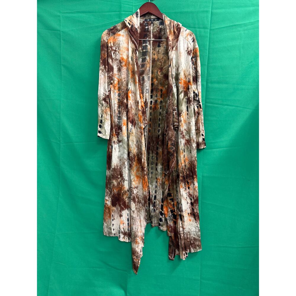 Coin 1804 women’s Tie-Dye Jersey funky Boho long sleeve hoodie open Cardigan  2X - Picture 2 of 7